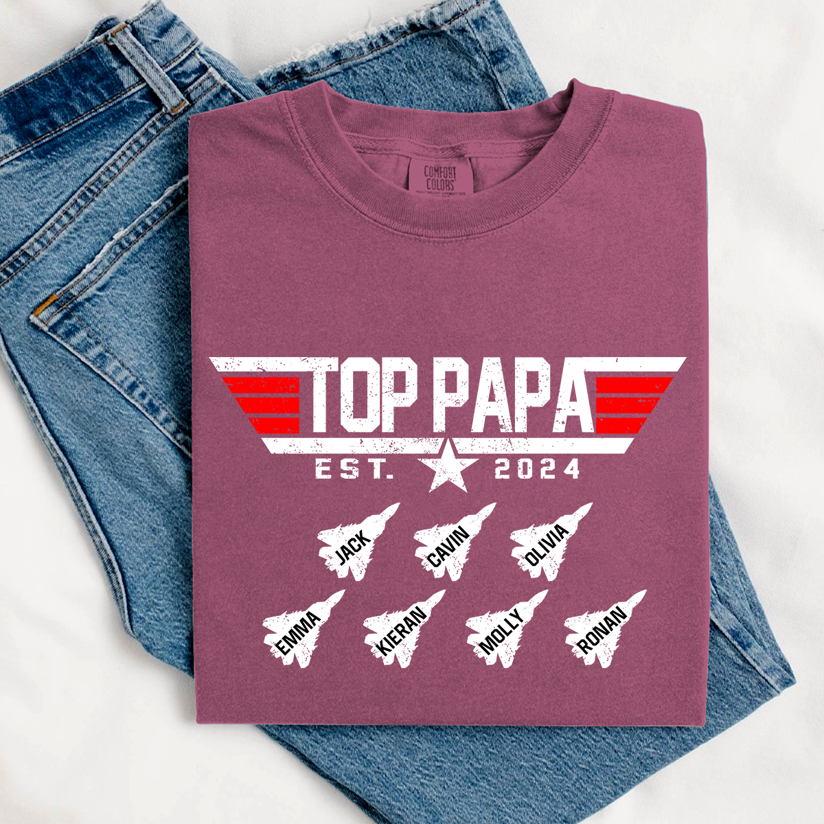 Comfort Colors® Custom Top Papa And Grandkids American 2026 T-Shirt