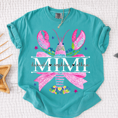 Comfort Colors® Mimi Lobster Family Name Shirt, Unique Personalized Crab T-Shirt for Grandma, Lobster Summer Graphic Top