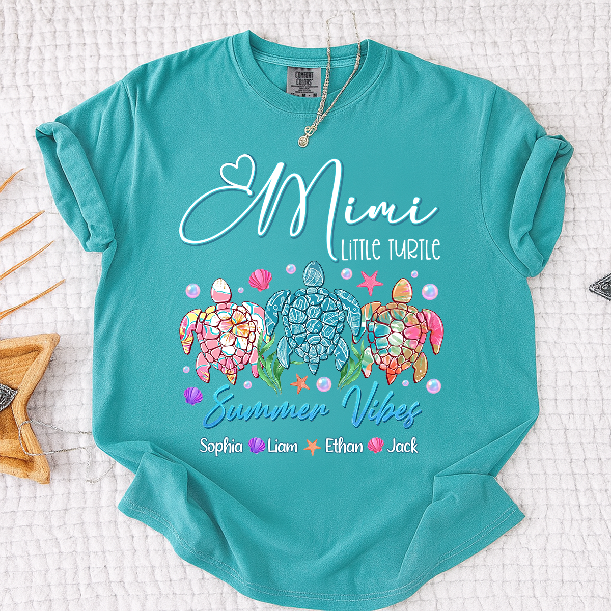 Comfort Colors® Gigi Personalized Turtle Mom Shirt with Children’s Names, Fun and Cute Grandma Shirt