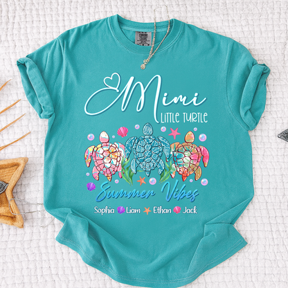 Comfort Colors® Gigi Personalized Turtle Mom Shirt with Children’s Names, Fun and Cute Grandma Shirt