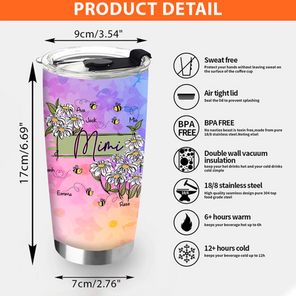 Personalized Water Cups, Custom Grandma And The Kids Bee. Portable Water Cup With Lid