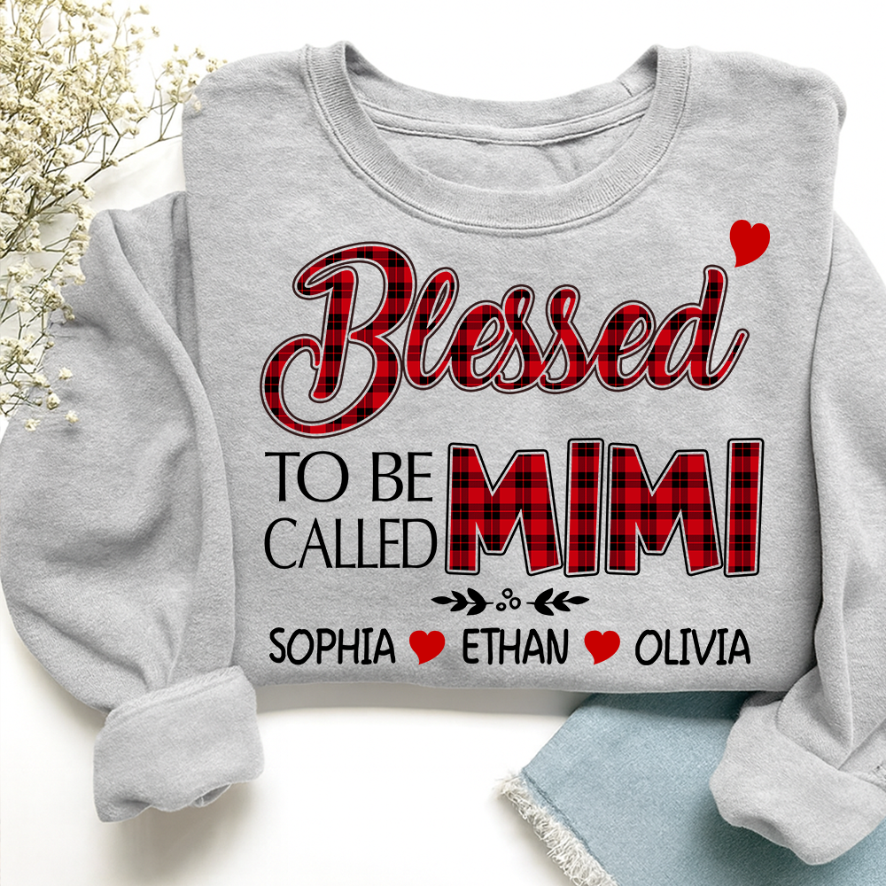 Personalized Blessed To Be Called Mimi Sweatshirt, Gifts for Grandma, Custom Grandma and Grandchild Names