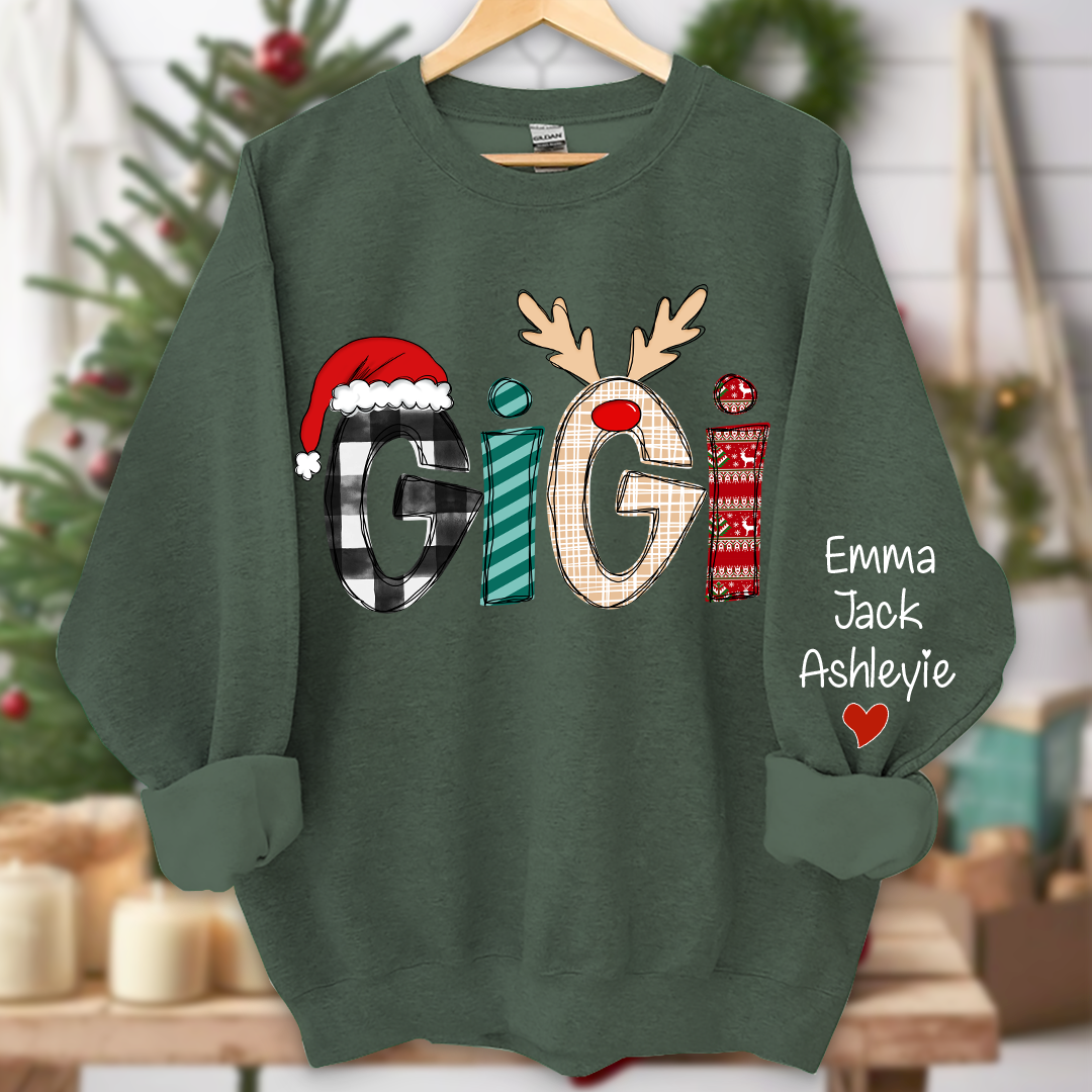 Gigi Grandkids Names  Chrismast Sweatshirt