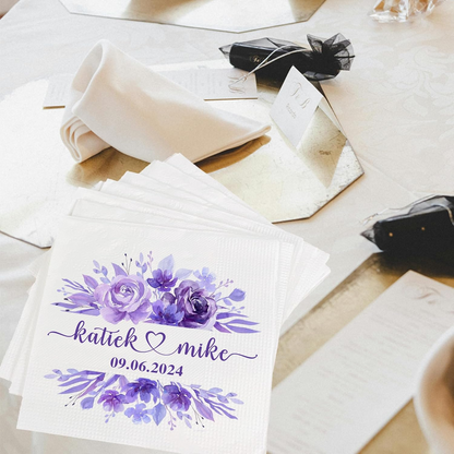 Personalized Wedding Napkins, Customized Printed Bridal Shower Decor, Custom Printed Cocktail Napkins, Customized Monogram Wedding Napkins, Party