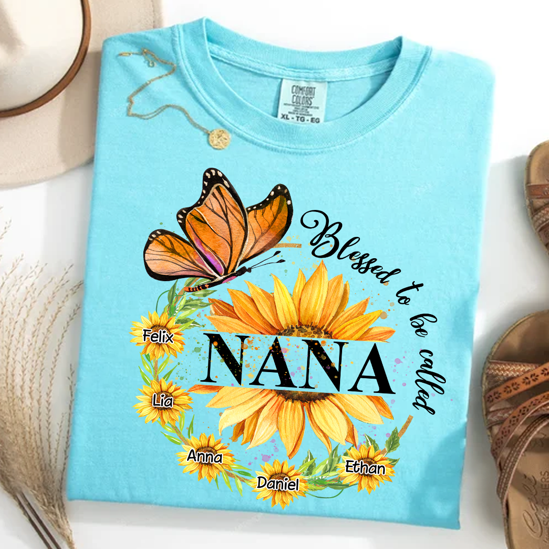 Comfort Colors® Blessed Nana Sunflower Butterfly T-Shirt, Gift For Grandma T-Shirt