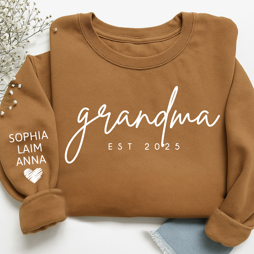 Personalized Grandma Est Sweatshirt, Gifts for Grandma, Custom Grandma and Grandchild Names