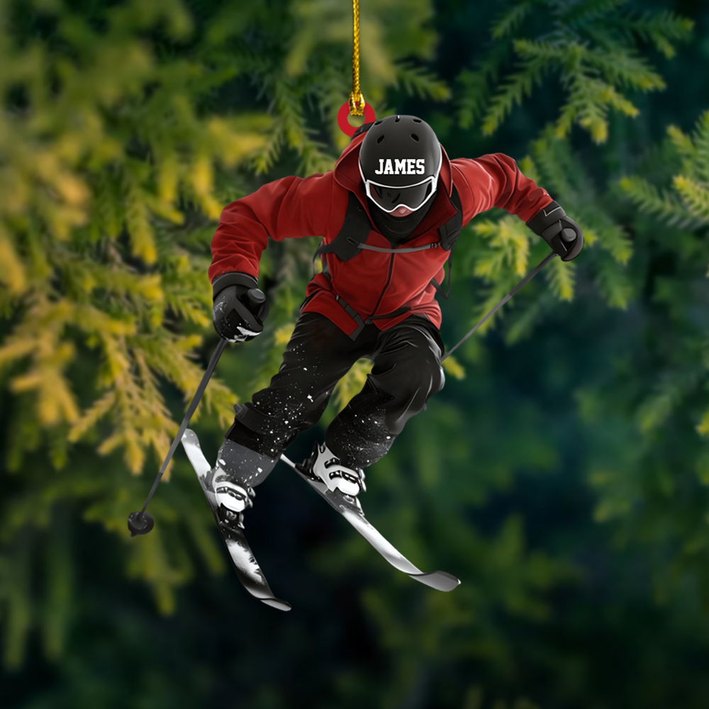 Personalized Skiing Ornament 2025 – Custom Name Skier Ornament, Perfect Christmas Gift for Ski Lovers & Winter Sports Fans Ornament