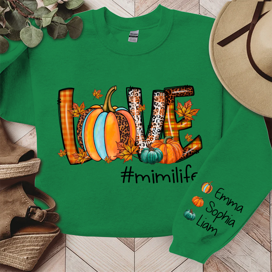 Love Fall Autumn Sweatshirt, Mimi Life Pumpkin Autumn, Grandma Gift, Autumn Gift TH Sweatshirt