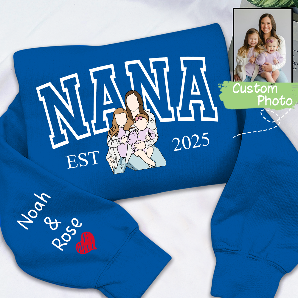 Custom Photo Portrait, Custom Nana And Kids For Family Gifts