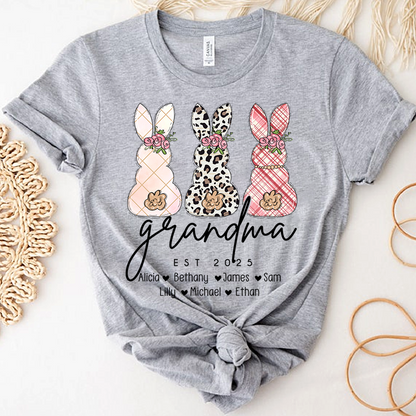Grandma Easter Bunny Shirt Personalized with Names, Custom Family Bunny Tee
