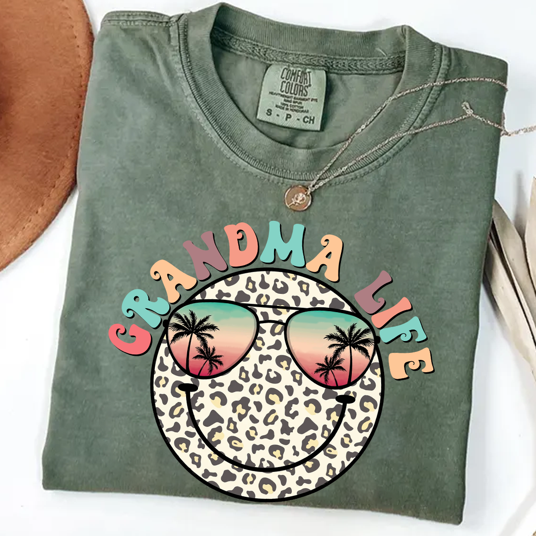 Comfort Colors® Grandma Life Summer Smile T-Shirt, Custom Grandma With Grandkids Shirt