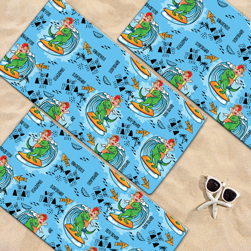 Personalized Sea Summer Beach Towels, Custom Photo, Nick Name Papa And Kids Gifts, Summer Towels
