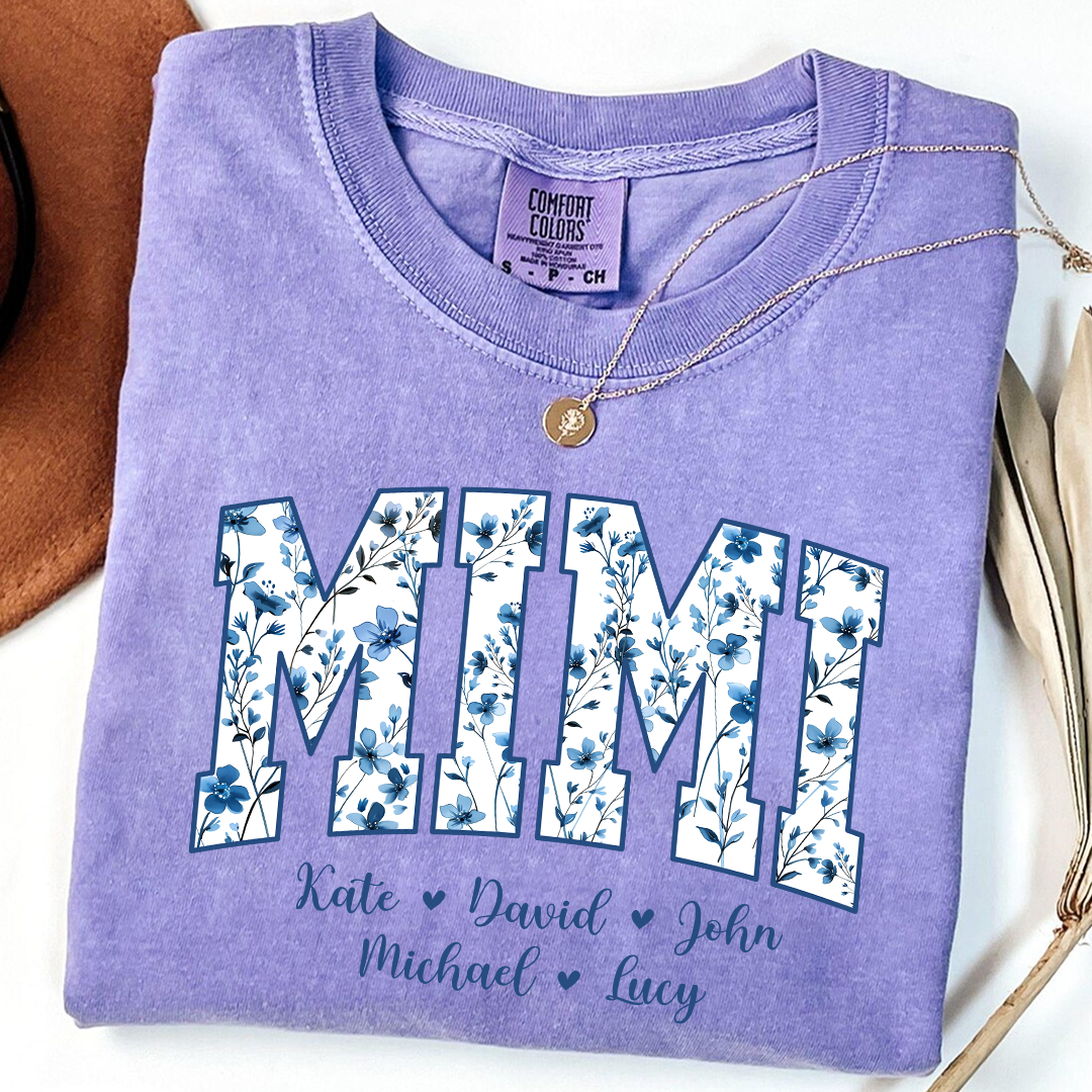 Comfort Colors® T-Shirt Personalized Blue Gigi, Custom Grandma and Kids