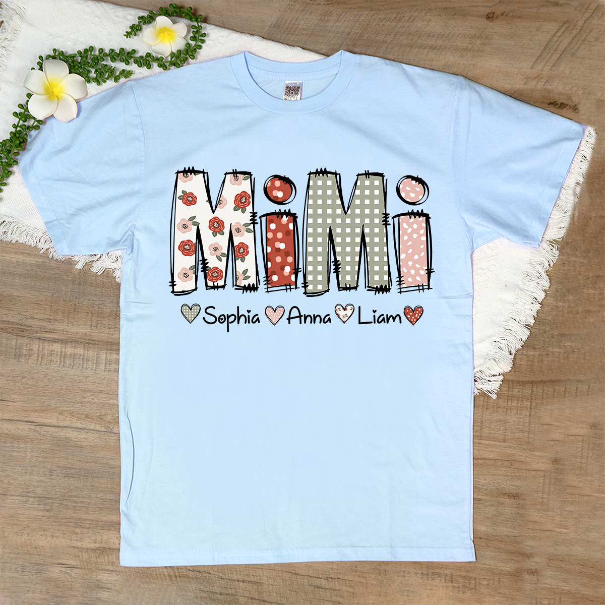 Personalized Mimi Flower 2025 Shirt, Custom Grandma With Grandkids T-Shirt