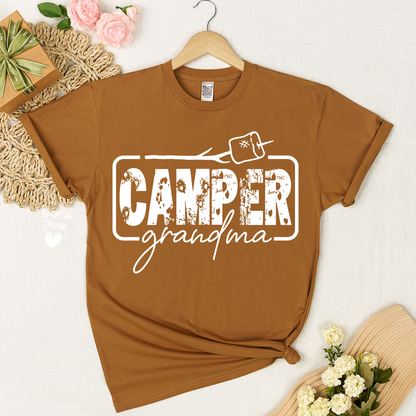 Camper Grandma Shirt, Funny Camping Grandma Tee, Personalized Grandkids Names Sleeve Shirt, RV Camper Gift for Grandma