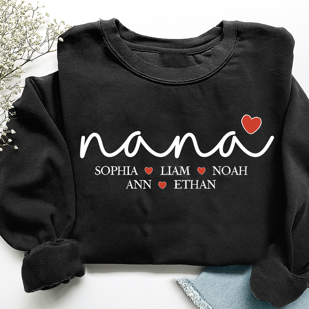 Custom Nana Heart Sweatshirt, Gift for Grandma And Kids