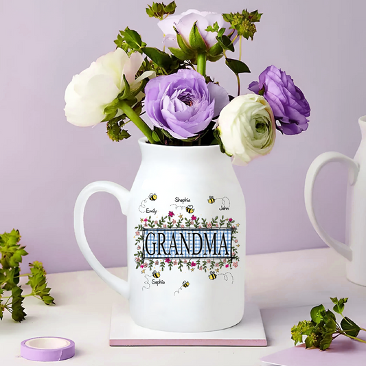 Wildflower Soft Colors Grandma And Kids - Custom Home Decoration Flower Vase According To Family Requirements, Ceramic Flower Vase