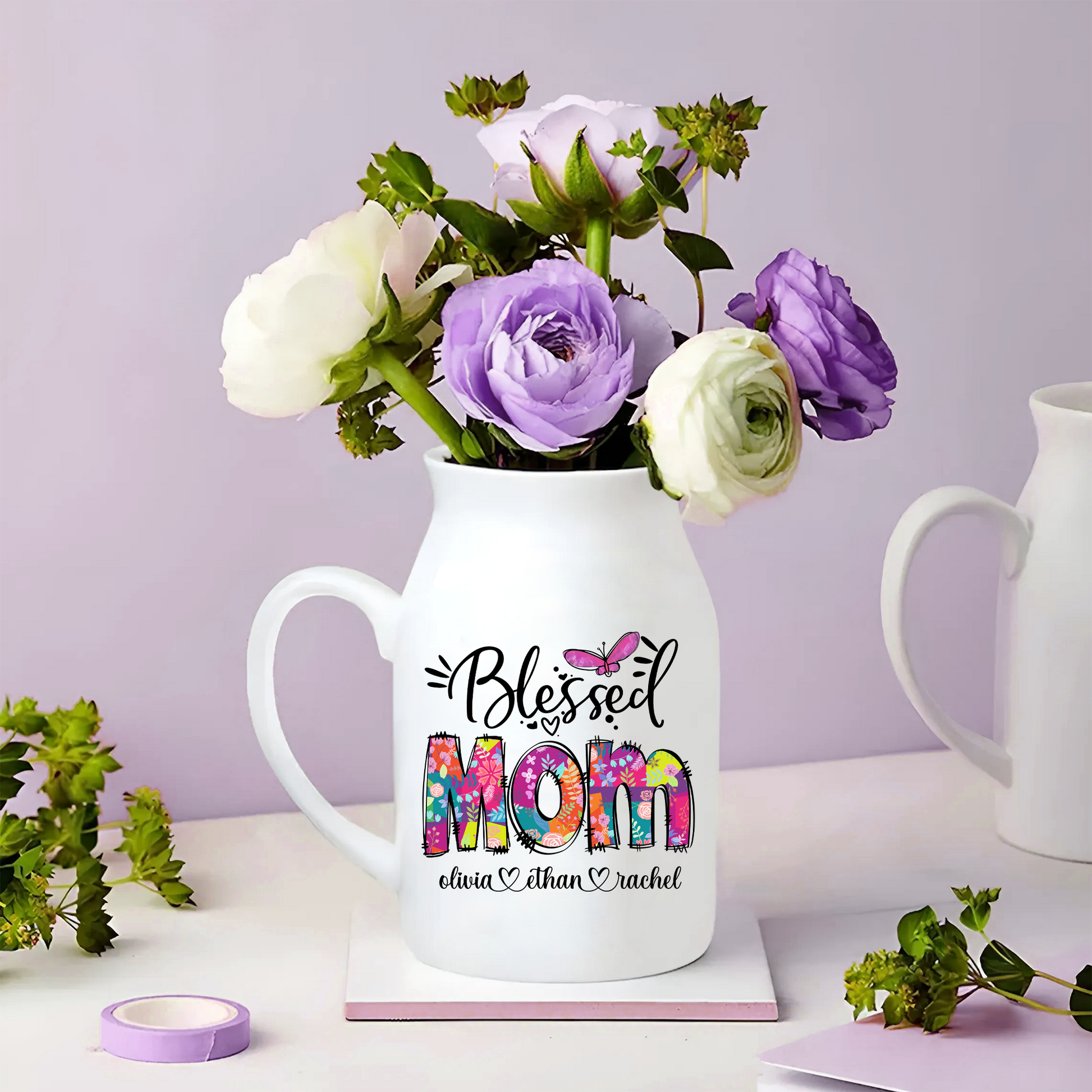 Blessed Nana Grandklids Est Colorful CG658 Ceramic Flower Vase, Mother's Day Gifts