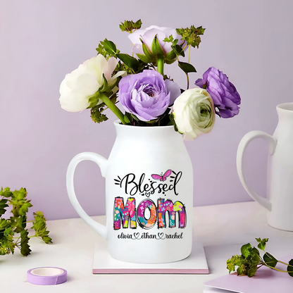 Blessed Nana Grandklids Est Colorful CG658 Ceramic Flower Vase, Mother's Day Gifts