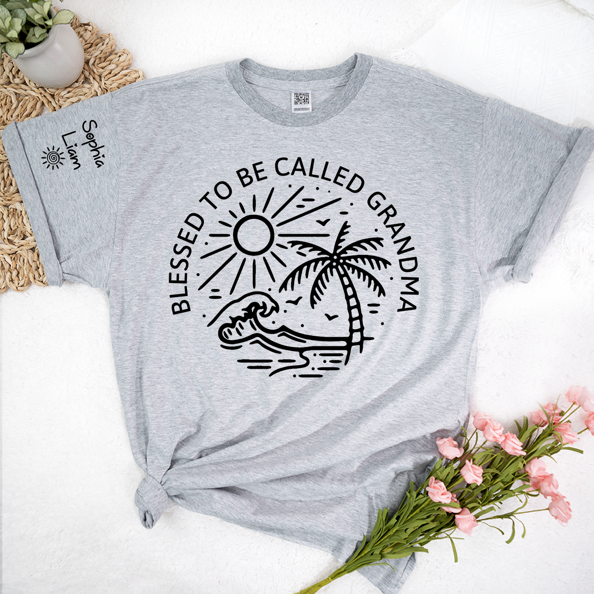 Blessed To Be Called Grandma Shirt, Beach Palm Tree Graphic Tee, Summer Vacation Grandma Gift for Nana Mimi Gigi