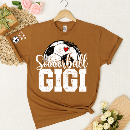 Soccer Mimi Shirt with Custom Names, Soccer Ball Heart Family Tee