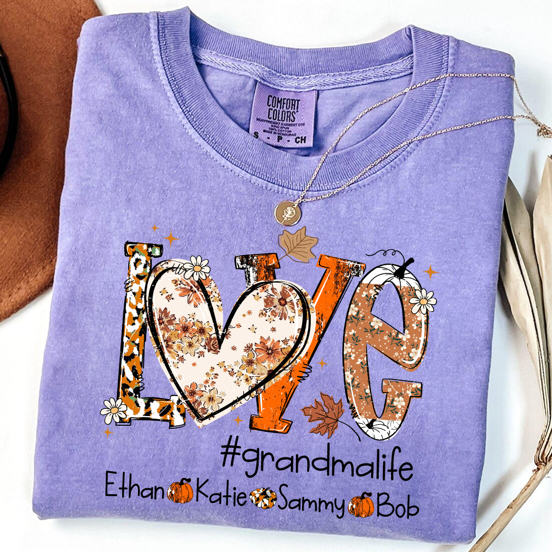 Comfort Colors® Custom Love Fall, Personalized Halloween for Grandma And Grandkids