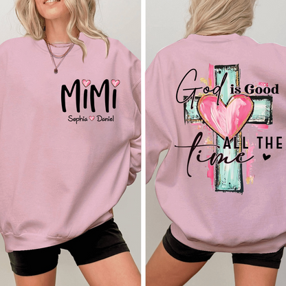 Custom Hand Drawn Cross Sweatshirt, Gift for Mimi And Grandchild