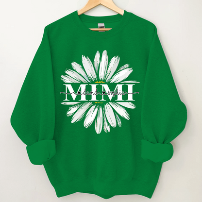 Mimi White Daisy Flower With Grandkids Sweatshirt