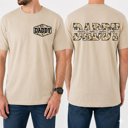 Daddy Camo Personalized T-Shirt – Custom Names Gift for Dad Daddy Papa