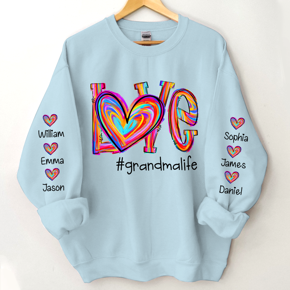 Love Color Grandma Life With Kids, Gift For Grandma TH Sweatshirt