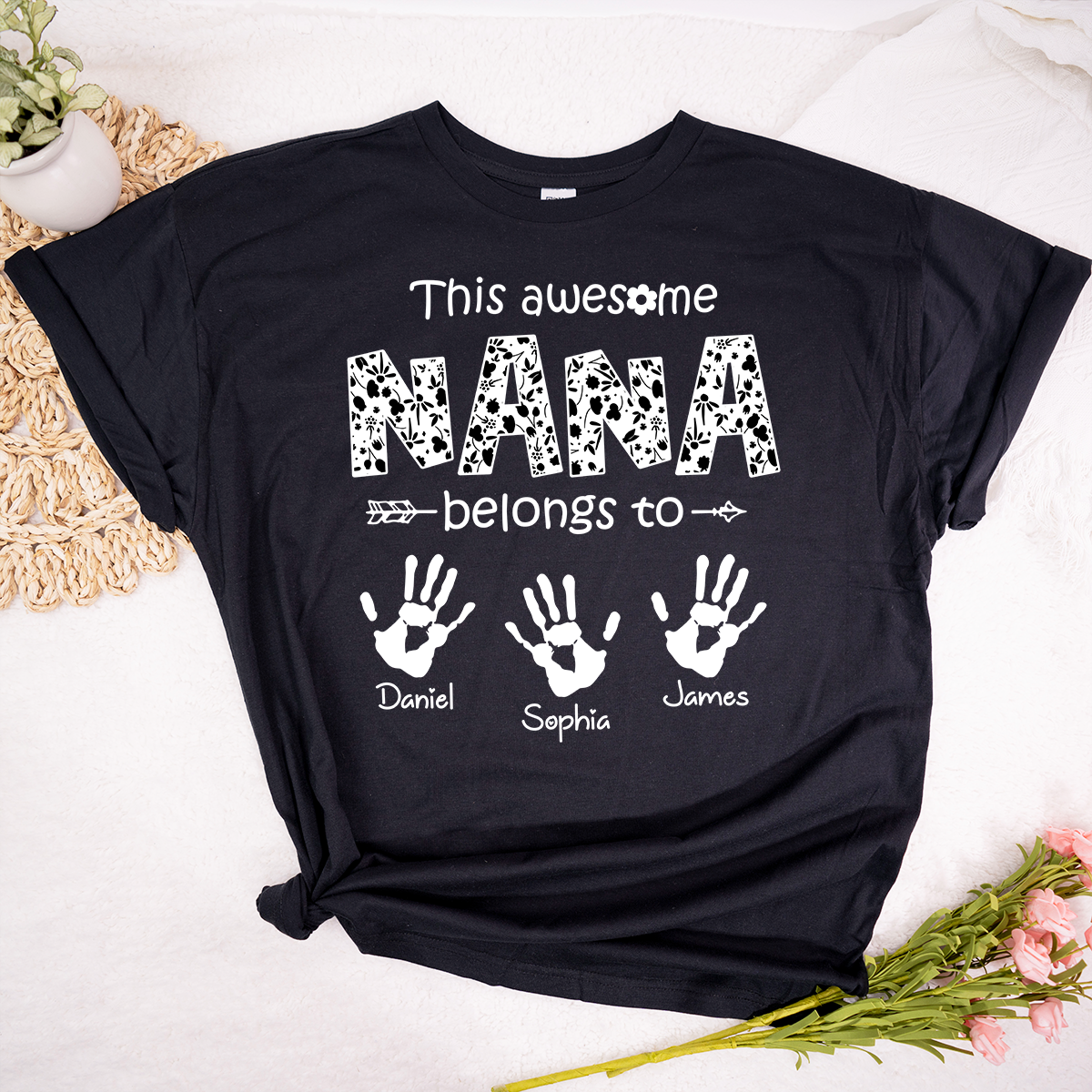 This Awesome Nana Belongs To Tee, Custom Grandma Shirt with Grandkids Names, Meaningful Family Gift