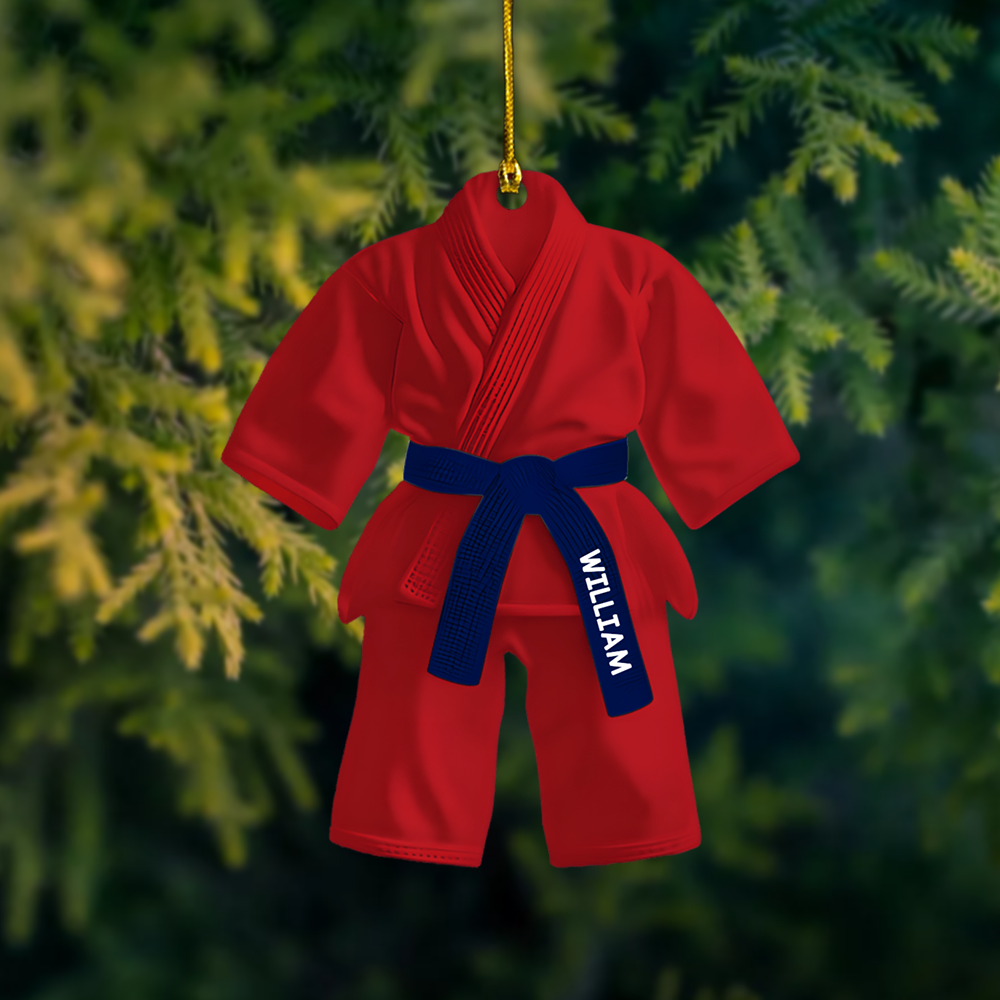 Personalized Karate Uniform Ornament 2025 – Custom Name Martial Arts Gi Christmas Ornament, Gift for Karate Lovers Ornament