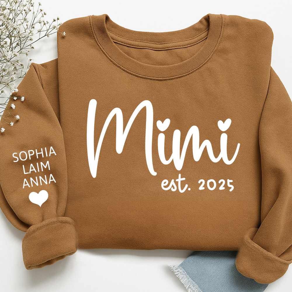 Personalized Mimi Sweatshirt, Custom Est. 2025 Grandma Gift with Kids’ Names
