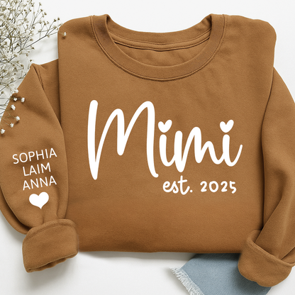 Personalized Mimi Sweatshirt, Custom Est. 2025 Grandma Gift with Kids’ Names