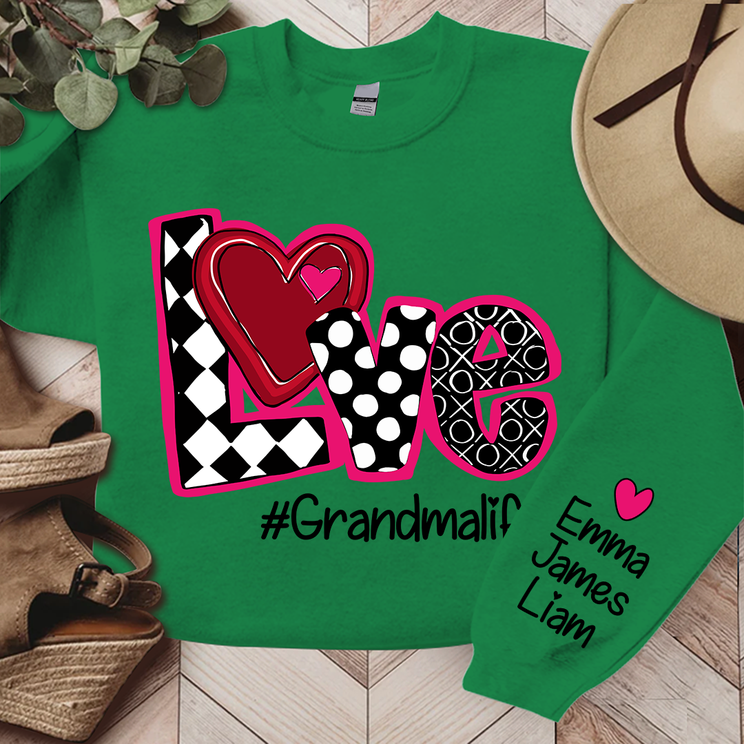Love Valentine Sweatshirt, Custom Grandma With Kids, Grandma Gift Valentine TH Sweatshirt