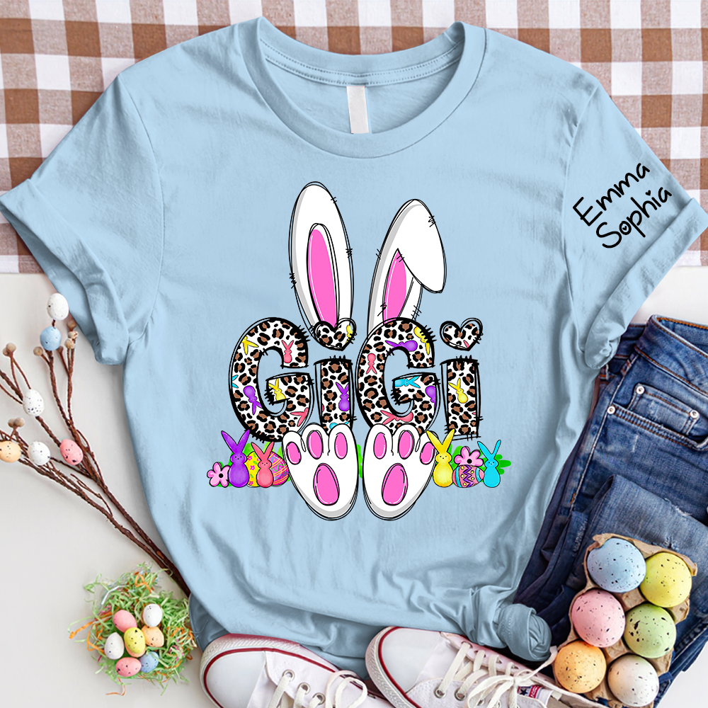 Gigi Leopard Bunny Shirt, Custom Gigi And Kids, Easter Days Gift TH T-Shirt