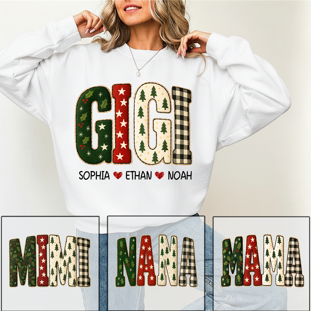 Cozy Xmas Gigi Design Grandma Sweatshirt, Gift for Grandma and Kids