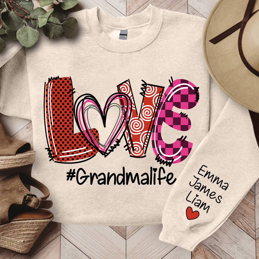 Personalized Love Valentine Grandma Life With Kids, Gift For Grandma Valentine TH Sweatshirt