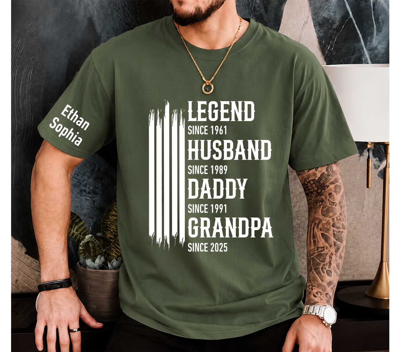Legend Husband Dad Grandpa T-Shirt – Personalized Custom Names Gift for Father Papa Birthday Fathers Day
