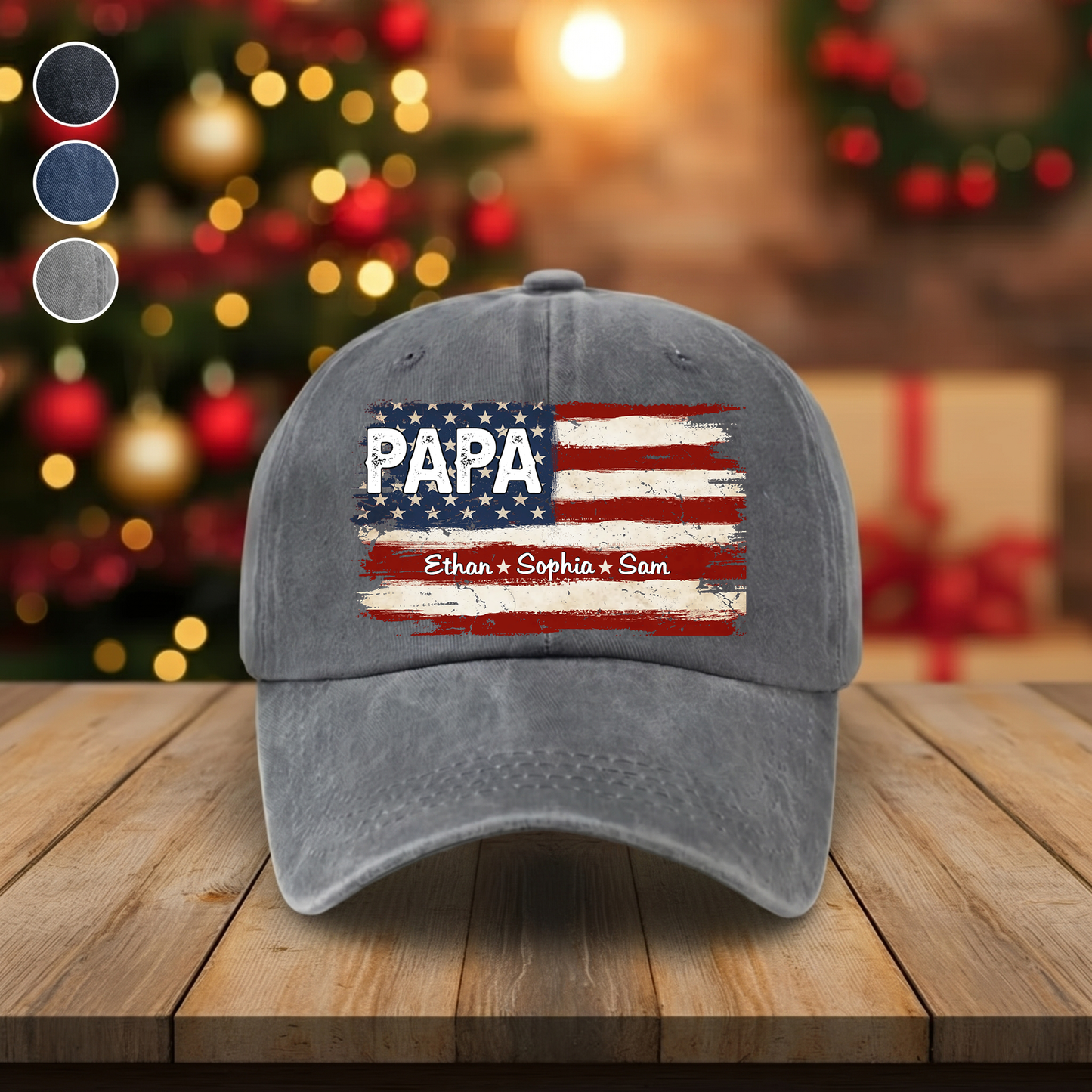 Personalized Papa Ands Grandkids Flag American