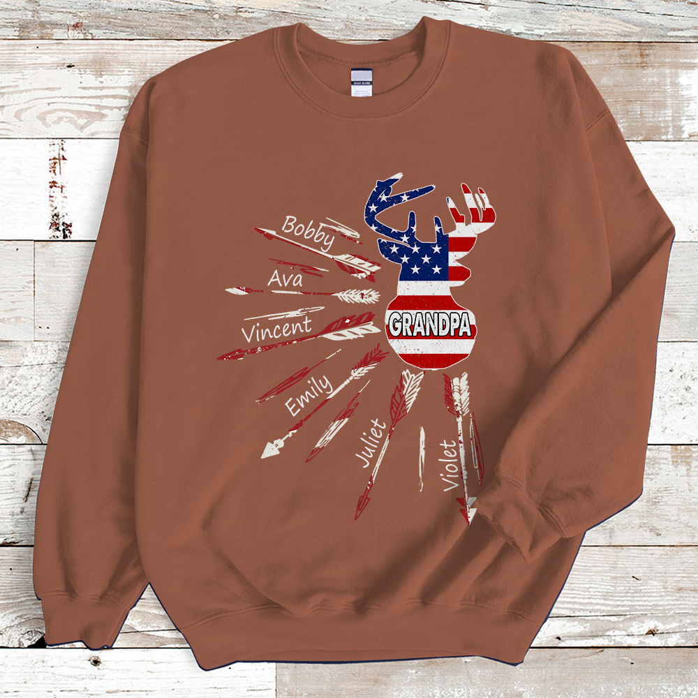 Papa with grandkids USA arrow deer hunting Sweatshirt