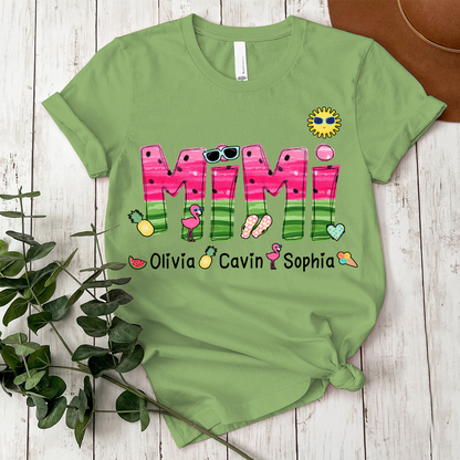 Custom Mimi Watermelon Summer Shirt, Personalized Nickname And Grandkids T-Shirt