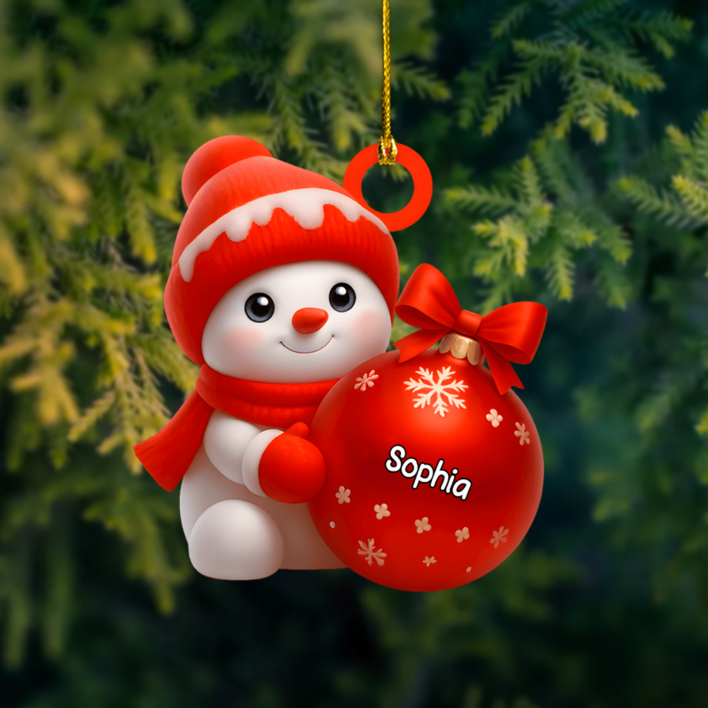 Personalized Snowman Christmas Ornament – Custom Name Cute Snowball Decoration for Kids and Family 2025 Ornament