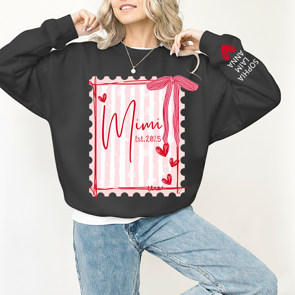 Custom Mimi Pullover, 6 7 Back Print with Grandkids’ Names
