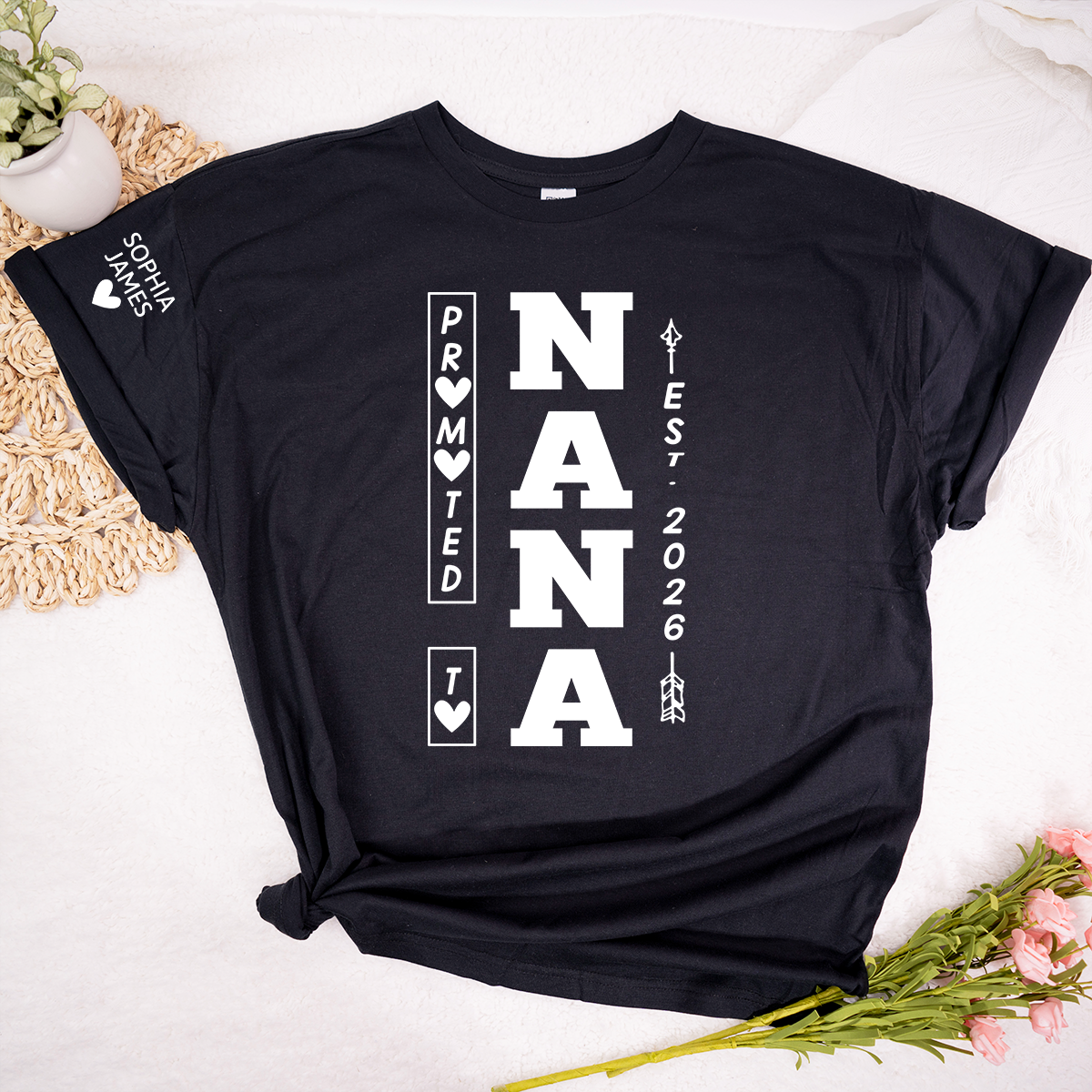 Promoted to Nana Est 2026 Shirt for Women, Cute New Grandma Announcement T-Shirt
