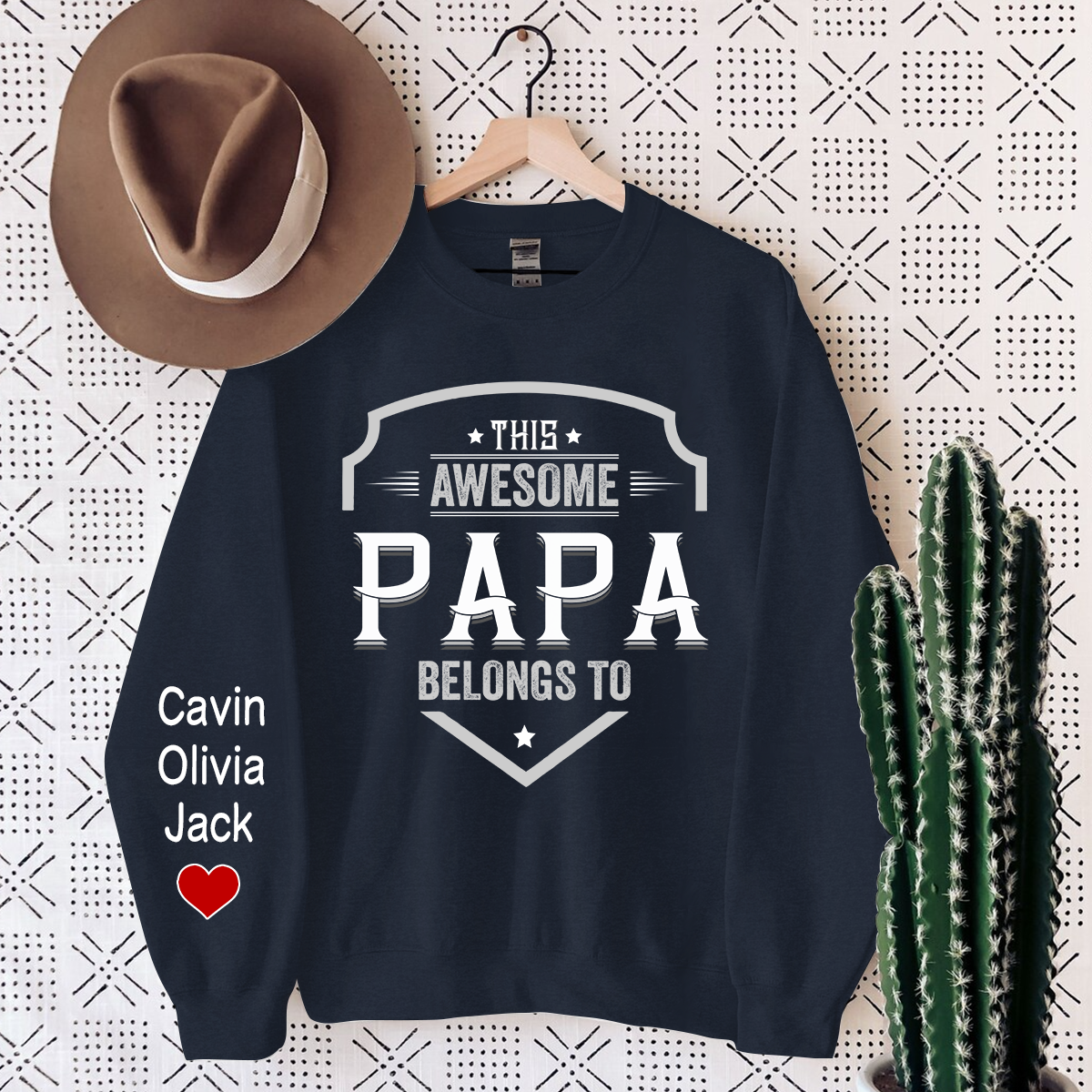 This Awesome Papa Belongs To, Custom Papa And Kids, Papa Gift Sweatshirt