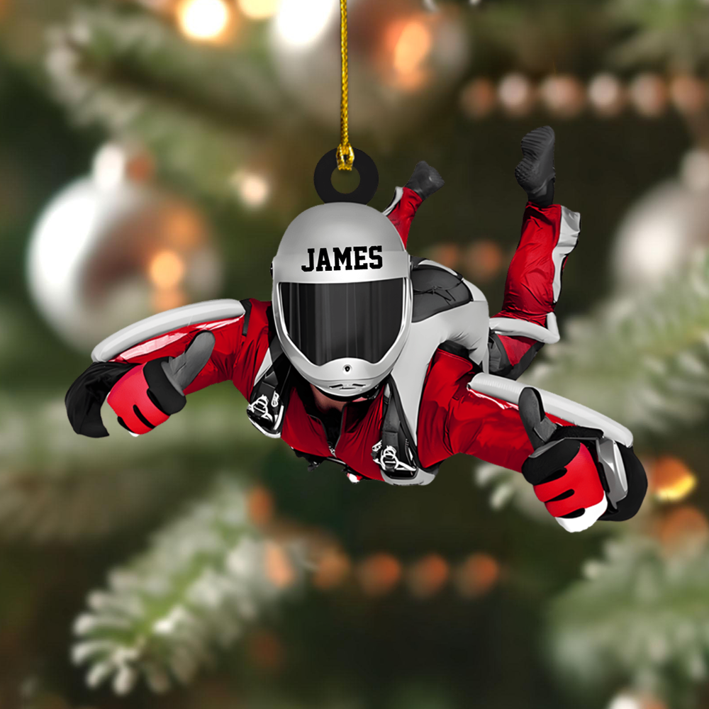 Personalized Skydiver Ornament 2025 – Custom Name Parachuting Christmas Tree Decoration for Adventure Lovers Ornament