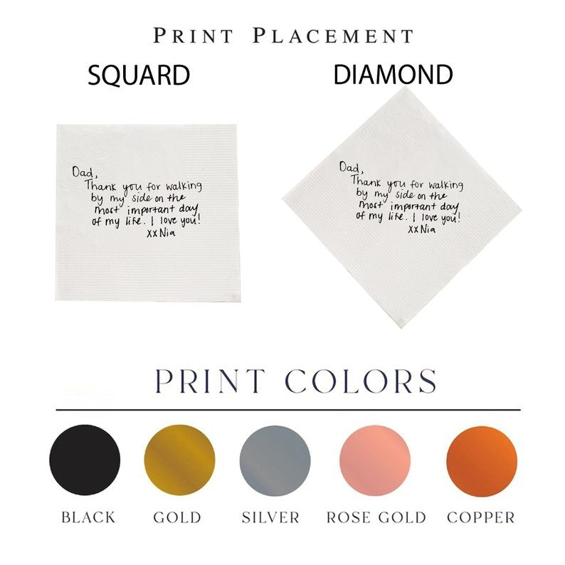 Personalized Handwritten Note Paper Napkins, Custom Your Handwriting Napkins Printed Wedding Cocktail Napkins Custom Love Note Paper Napkins