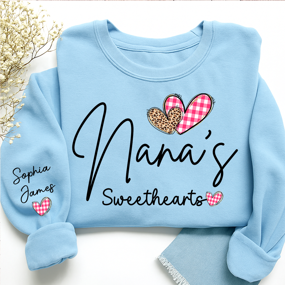 Custom Nana’s Sweethearts Sweatshirt, Valentine Gift for Grandma with Names