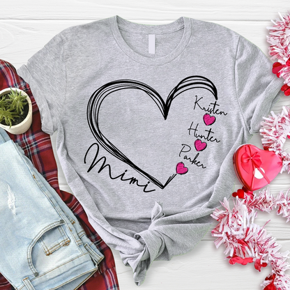 Custom Heart Mimi And Kids Valentine's Day LTP01 Tshirt